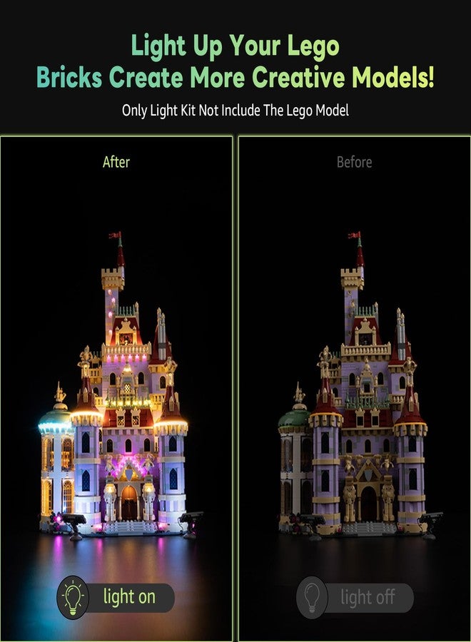 Kyglaring طقم إضاءة LED من Kyglaring متوافق مع مكعبات بناء قلعة الجميلة والوحش من ليغو 43263، ملحقات إضاءة مطورة لمجموعة النموذج 43263، مصابيح فقط (النموذج غير متضمن)، إصدار كلاسيكي - Image 2